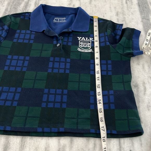Yale collared plaid cropped shirt polo top preppy style Size Small Forever 21 - Picture 8 of 8